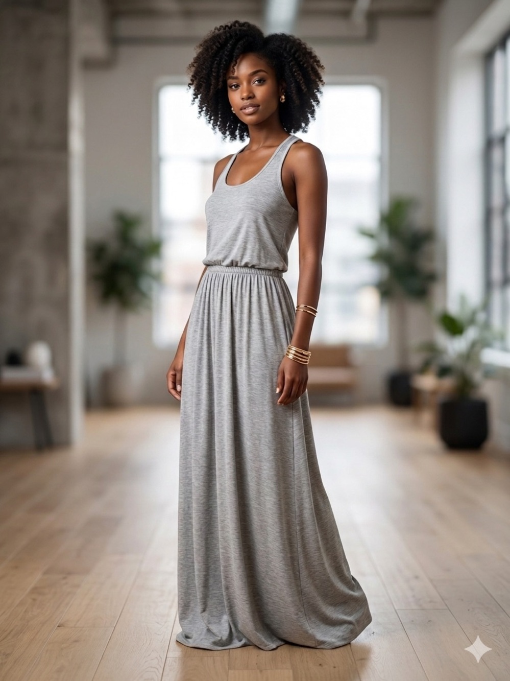 Honey Punch Light Grey Racerback Maxi Dress